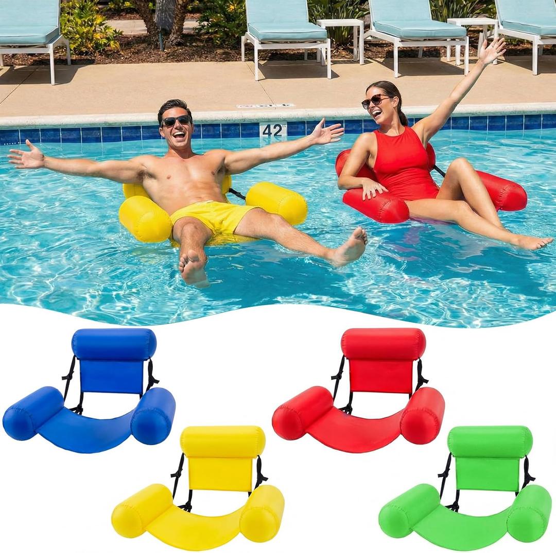 4 Packs Inflatable Pool Floats Chairs Adult Floating Lounge Chairs Heavy Duty, Blow up Pool Noodles for Summer Party Beach Lake
