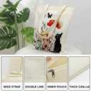 2 x NAMQUL Cute Black Cat Canvas Tote Bag for Women with Zipper Pockets - Large Reusable Shopping, Grocery, Gym & Book Carry Bag, Aesthetic Work Tote Design, Eco-Friendly Gift for Cat Lovers