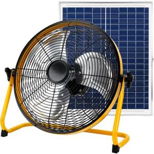 CYBERDAX 16 Inch Portable Rechargeable Solar Floor/ Table Fan, Wireless Air Circulation Fan Powered by Solar Panel and AC Charger Dual Input for Indoor Household, Office, Camping, Picnic Outdoors