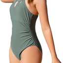 Milumia Girl's One Piece Swimsuit Halter Cut Out Bathing Suit Swimwear