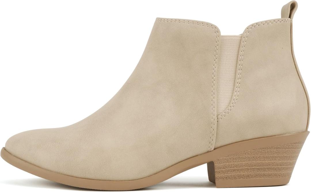 Soda CHARMER ~ Women Pointed Toe Elastic Gore Low Heel Ankle Bootie with Zipper Closure (10, Wheat Nubuck)
