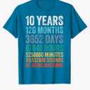 10 Year Old Bday Decorations Son Boy 10yr 10th Birthday T-Shirt Size Large