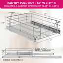 HOLDN STORAGE Pull Out Cabinet Organizer, Slide Out Drawer for Kitchen Cabinets & Pantry, Roll Out Shelf for Pots, Pans & Under Sink Storage, Heavy-Duty Full-Extension, 14"W x 21"D x 5"H