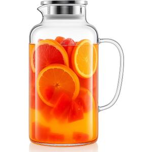 Hannadepot Glass Pitcher, 3.5L/118 oz Glass Water Pitcher with Lid and Spout, Heat/Cold Resistant Borosilicate Glass Water Carafe for Coffee, Juice and Homemade Beverage