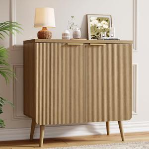 Sideboard Buffet Cabinet with Storage, 2 Doors Wood Entryway Cabinet, Modern Accent Cabinet with Solid Wood Feet & Adjustable Shelves, Multifunctional Console Table for Living Room, Kitchen, Hallway (Natural)