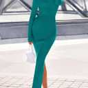 PRETTYGARDEN Womens Fall Sweater Dress 2026 Long Sleeve Off Shoulder Slit Maxi Bodycon Cocktail Party Dresses Spring Fashion (L)