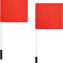 2 Pcs Red Boat Flag with Pole 30 Inch, 12.6 x 12.6" Safety Water Ski Flag, Enhanced Visibility & Safety for Water Skiing Watersports Wakeboard Kneeboard Towable Tube Kayak, Not Floatable