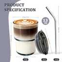2 Packs Glass Tumbler with Lid and Straw 13 oz Cute Ice Coffee Cup Set Bulk Vasos de Vidrio Con Tazas Para Cafe Cocina Accesorios Home Bar Accessories New House Warming Gift Kitchen Stuff