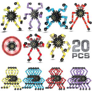 Charniol 20 Pcs Transformable Chain Robot Finger Spinner Robot Deformed Mechanical Spiral Twister Fingertip Spinners Spiral Twister Fingertip Decompression for Adults Teens
