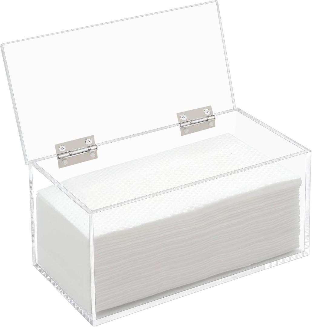 Face Towel Holder Box for Rectangular Face Wipes, Disposable Facial Towels Container, Clear