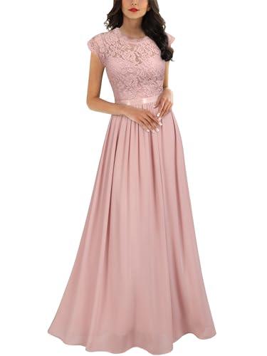 Miusol Women's Formal Floral Lace Evening Party Maxi Dress Pink 14Y