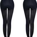 2-Pack Slightly Transparent Tights for girls & women, High Elasticity Sheen Pantyhose, For Work Dance Casual. (Black, XXL)