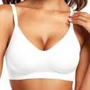 Vertvie Womens Seamless Jelly Bras No Underwire Comfort Push Up Bras Buttery Soft Wireless Bralette Full Coverage Sports Bra (White, XL)