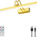 Picture Light,Wireless Art Lights for Paintings,13" Battery Wall Light,Remote Control Accent Lighting with Timer and Dimmable for Frame, Portrait, Artwork-Brass