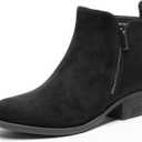 DREAM PAIRS Women's Ankle Boots Classic Low Chunky Heel Side Zipper Booties Shoes, Size 9.5, BLACK-SUEDE, SDAB2440W