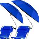 2 Pack 48.6" Double Canopy Chair Umbrella with Clamp, 360 Adjustable Beach Chair Umbrella with UPF50+ Sun Protection, Portable Bag, for Outdoor Use
