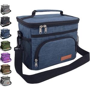 ExtraCharm Insulated Lunch Bag for Women/Men - Reusable Lunch Box for Office Picnic Hiking Beach - Leakproof Cooler Tote Bag Organizer with Adjustable Shoulder Strap for Adults - Blue
