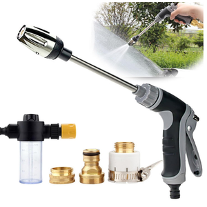 Aquoxis Pressure Washer – 15X More Powerful Than Hoses, High Pressure Hose Nozzle, with 360° Rotating for Three Spray Modes, Universal Compatibility (with Foam Pot + 3 Metal Connector)