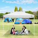 COBIZI 10x10 Pop Up Canopy Tent, One Push Outdoor Gazebo with 4 Removable Sidewalls & Air Vent, Waterproof Commercial Easy Up Adjustable Canopy with 4 Sandbags, 4 Stakes & 8 Ropes for Party, White