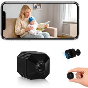 2025 New Upgraded Mini Camera Hidden Camera, WiFi Wireless Small Nanny Cam Real 1080P with Night Vision for Indoor Security, Tiny Secret Camaras Espias Ocultas for Baby/Pet with APP Remote Viewing