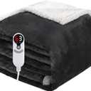 Electric Heated Blanket Full Size 72"x84", Soft Flannel with Overheat Protection, 9 Adjustable Heat Settings & 10-Hour Auto-Off Timer, Fast Heating for Winter Comfort, Dark Gray