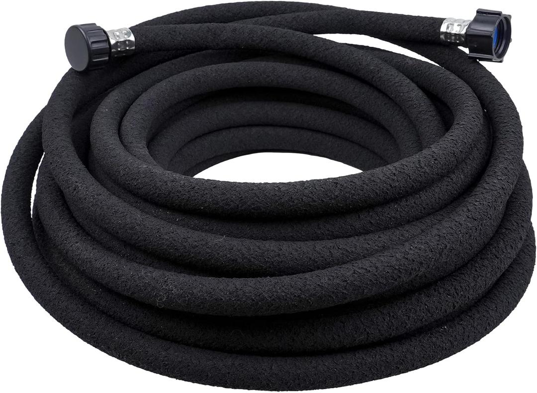 Durable Soaker Hose - Saves 70% Water, Waters Roots Directly for Plants, Flexible & Easy Setup for Garden Beds, Vegetables, Flowers, Black, 50FT