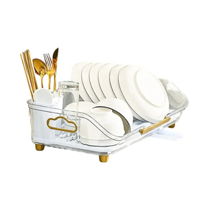 RONSHIN Dish Drying Rack For Kitchen Counter, Dish Rack With Automatic Drainage System, Rustproof Dish Drainer Tray With Detachable Utensil Holder
