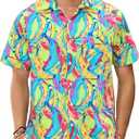 GSOU SNOW Mens Hawaiian Shirt Quick Dry Short Sleeve Tropiacl Floral Button Down Shirts for Beach Summer Vacation (L)