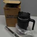 ALOUFEA 20 oz Insulated Coffee Mug Tumbler with Handle, Stainless Steel Travel Mug Tumbler with Lid and Straw,Double Wall Vacuum Leak Proof Ice Coffee Thermal Cup, Black