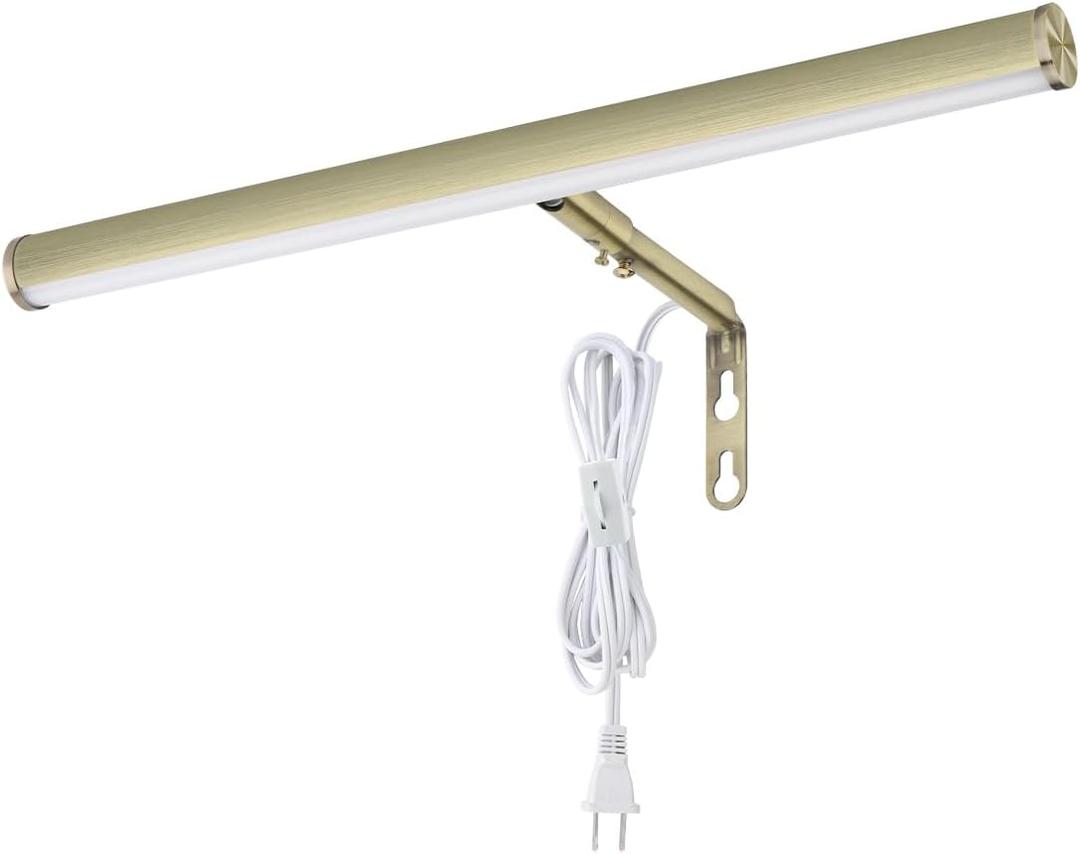 Xbuyee LED Picture Lights for Paintings Plug in, 14 Inch 4W Adjustable Art Light Gallery Wall Light for Display Art Work, Antique Brass Finish, CRI90+, 3000K Warm White, ETL Listed