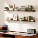 Upsimples Floating Shelves for Wall, 23.6 Inch Shelves for Decor Storage Set of 6, Wall Mounted Wood Shelf for Bedroom, Living Room, Bathroom, Kitchen, Long Picture Ledge Shelves, Brown