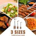 Wooden Tongs Set Of 3 (7", 9", 12"), Stainless Steel BBQ Tongs For Cooking, Frying, Grilling And Salad, Heat Resistant, Non-Slip, Heavy Duty