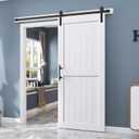 EaseLife 36 x 80 inch White Barn Door with 6.6FT Sliding Door Hardware Kit Included & Handle,Solid Wood Covered with Waterproof PVC Surface,DIY Assemblely,Easy Install,H-Frame,Fit 32-34in Wide Opening