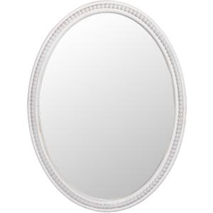 24" x 32" Wall Mount Wood Beaded Frame Oval Mirror, White Real Glass Modern Farmhouse Decorative Mirror for Bathroom Vanity, Entryway, Bedroom
