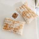 Chumerry Beige Fuzzy Pillow Case Faux Fur Pillow Cover Chic Plaid Check Texture Extra Soft Fluffy Plush Shaggy Fabric Tie Dye Decorative Pillowcases for Bed Couch Sofa, 20 x 30 Inches, Brown-01