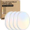Brightever 7 Inch Flush Mount Ceiling Light, 12W 1200LM LED Ceiling Light Fixtures, 2700K/3000K/4000K/5000K/6500K Color Selectable, 0.67 Inch Ultra Thin Flat Ceiling Lights for Bedroom Kitchen Pantry, 5CCT-White, 7 Inch-4 Packs