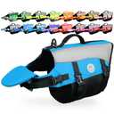 VIVAGLORY Front Float Dog Life Vest, Dog Life Jacket for Swimming & Boating, Swimming Vest with Chin Float & Handle, Ripstop & Buoyancy for Puppy Doggy, M, Blue