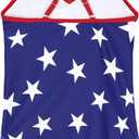 Zando Girls' One Piece Swimsuit, Size 6, C American Flag Red Ruffles, UPF 50+, Quick Dry, Slim Form