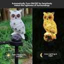 Garden Owl Solar Light, 2 Pack Resin Owl Statue, Waterproof Owl Figurines on Stake for Outdoor Garden Pathway to Scare Birds Away, Gifts for Owl Lovers