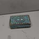 ETROVES Carved Wooden Box - Decorative Memory Storage Wood Case Single Compartment for Women and Men Jewelry - Vintage Trinket Box, 8 Inch, Turquoise (Tree of life.)