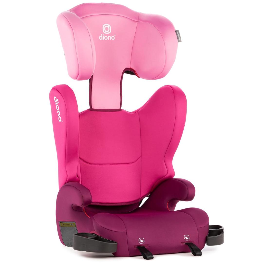 Diono Cambria LE, 2-in-1 Belt Positioning Booster Seat,Backless and High-Back Booster seat for Children from 40120 lb,17" Wide,6 Headrest Positions,Lightweight with Latch,Pink (Manufacturing Date: 01/16/2026)
