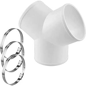3 Way Y Shape Duct Connector, ABS Duct Splitter for Exhaust Fan Dryer Vent Hose,4 Inch Dia with 3 PCS Hose Clamps (ABS,4 inches)