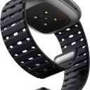 Bandletic Magnetic Watchband Compatible with Fitbit Versa 4 Bands for Men and Women, Rugged Silicone Sport Replacement Gifts Strap for Fitbit Versa 3/Sense 2/Sense, Black