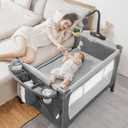 5-in-1 Pack and Play,Baby Bassinet Bedside Sleeper,Grey