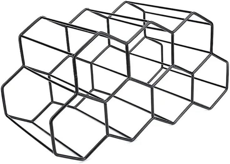 Metal Honeycomb Wine Rack Bottle Storage Beehive Tabletop Hexagon 9 Holder Display