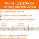 24V 2835 LED Strip Lights 3000K, 500+LM/FT, 32.8FT, UL Listed, CRI95, High Density 160LEDs/m Tape Light, Cuttable, Dimmable, VHB Equipped, for Pros, Displays, Highlightings (NO Power Supply)