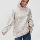 Eutten Womens Camo Hoodies Maple Leaf Print Oversized Hooded Sweatshirt Fleece Pullover Sweatshirts Long Sleeve with Pocket (Beige, M)