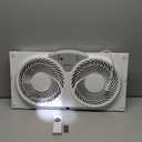 HOLMES 9" Twin Digital Window Fan, Reversible Airflow Blades, In/Out Exchange, 3 Speeds, Built-In Extender Panels, Ideal for Home, Bedroom or Office, Remote Control, White