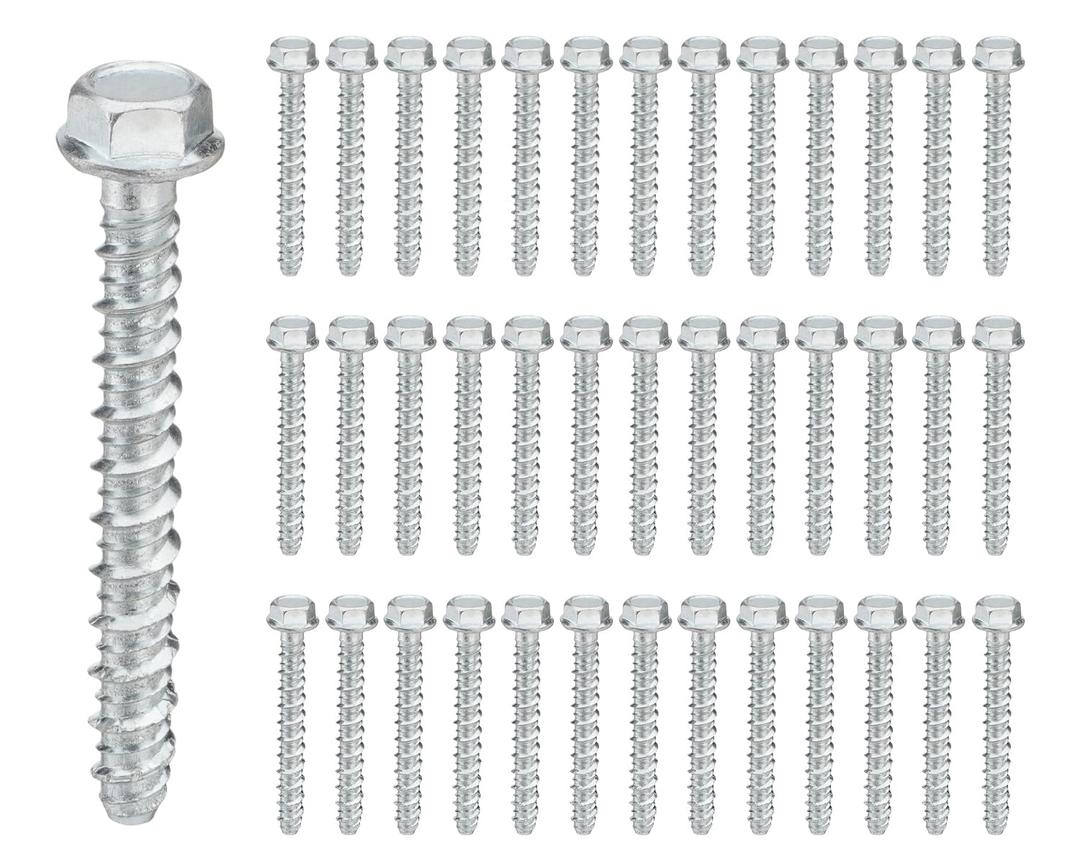40 PCS 1/2" x 4" Concrete Screw Anchors, Large Diameter Heavy Duty Screw Anchor for Concrete, Masonry, Brick, Block Anchoring
