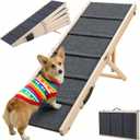 Dog Ramp for Bed & Couch - Extra 51.2" Long Adjustable Height 9.5" to 24" Wooden Non-Slip Pet Ramp, Portable Foldable Doggie Car Ramp for Small Medium Large Dogs, 200 LBS Load